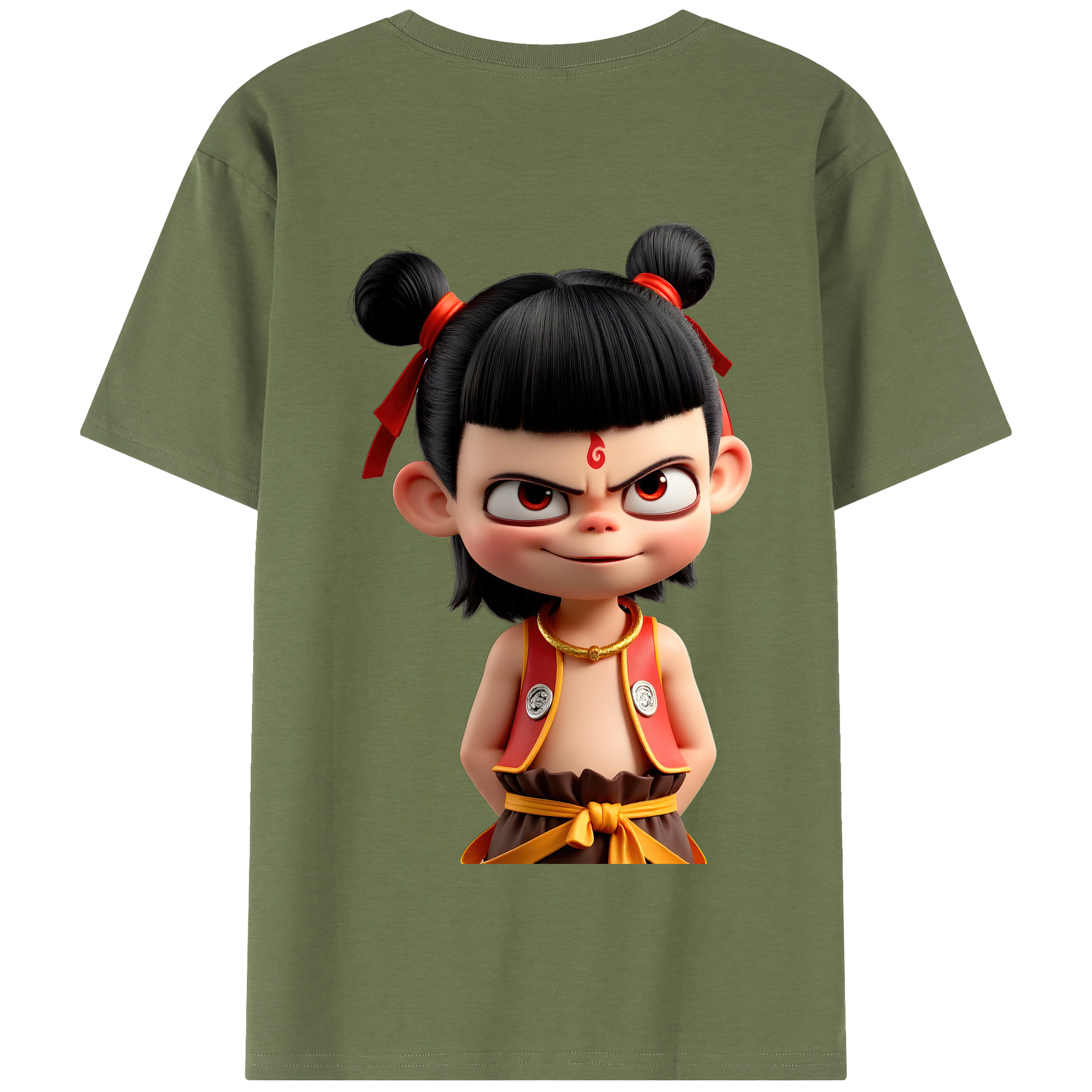 （画像用） Ne Zha 2 ナタ 魔童の大暴れ 綿100％半袖Tシャツ（背面プリント）